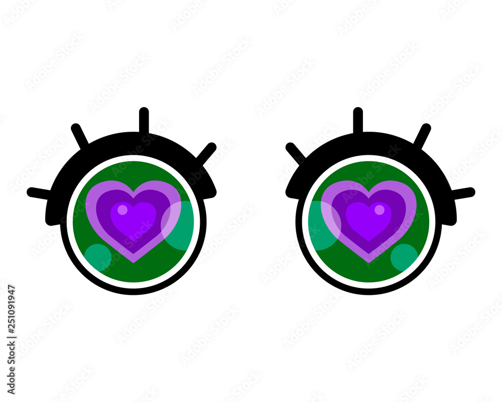 Obraz premium Valentines day card. Cute cartoon eye with heart