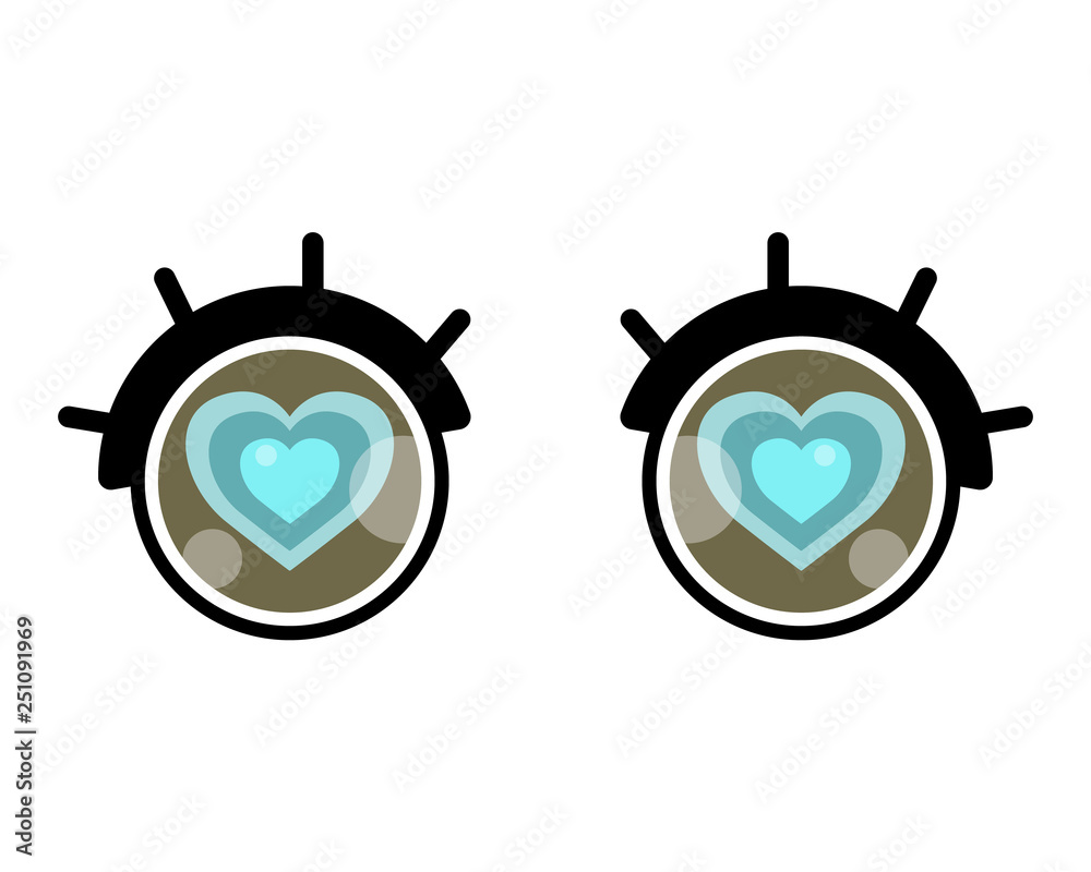 Fototapeta premium Valentines day card. Cute cartoon eye with heart