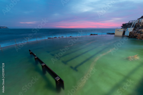 Bronte rock pool view with sunrise sky.