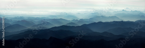 Aerial panoramic view of mountains