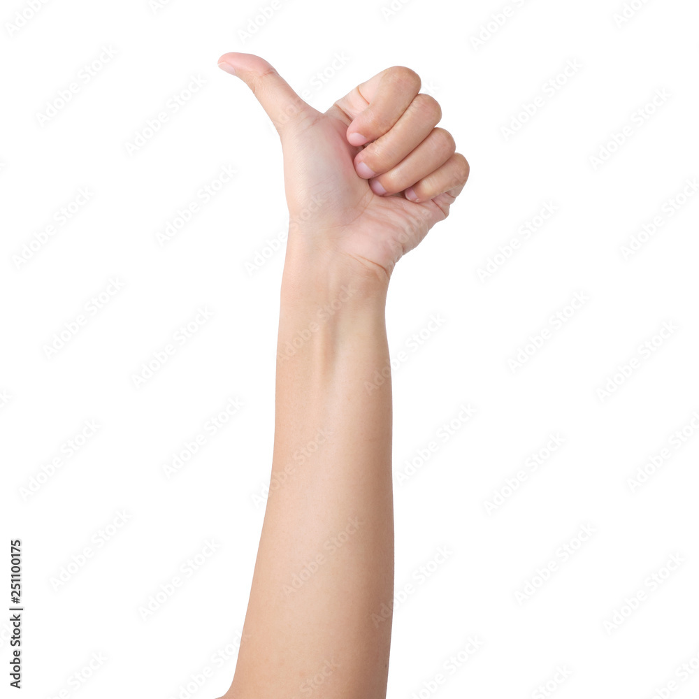 Woman's hand showing is likeable feeling on isolated with clipping path. Woman's hand showing is likeable feeling on isolated with clipping path.