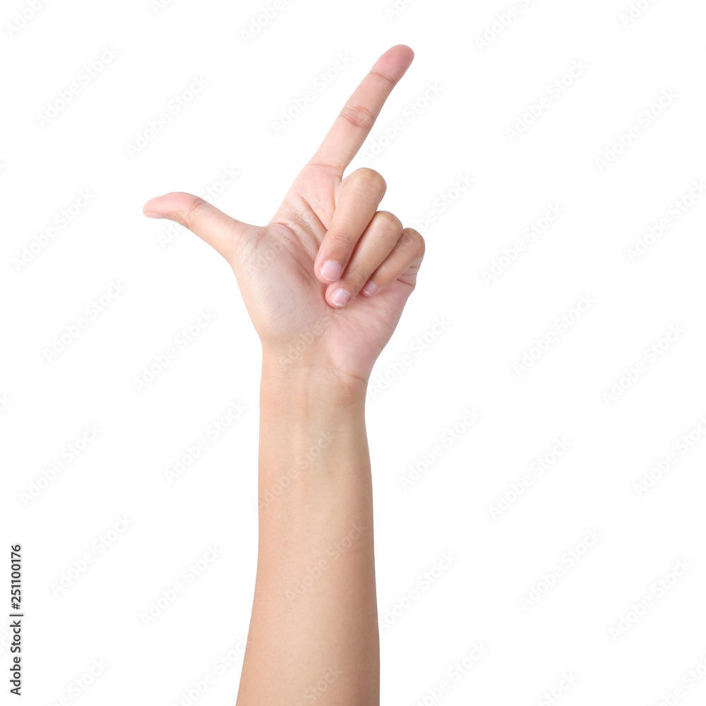 Woman's hand showing is likeable feeling on isolated with clipping path. Woman's hand showing is likeable feeling on isolated with clipping path.