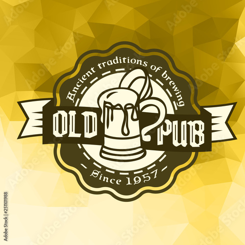 Beer brewery label logo on ice background