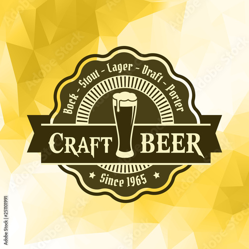 Beer brewery label logo on ice background