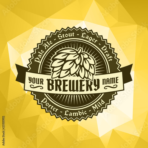 Beer brewery label logo on ice background