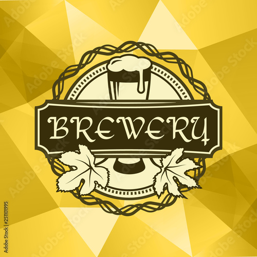 Beer brewery label logo on ice background