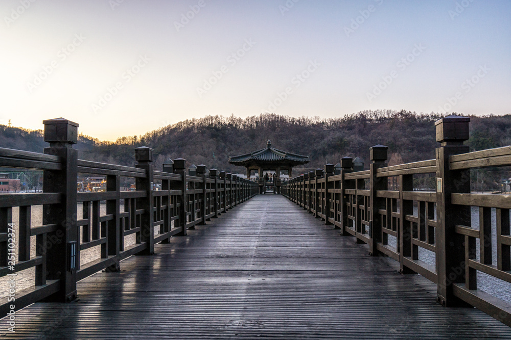 woryeonggyo bridge sunset in andong woryeonggyo bridge sunset in andong