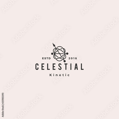 celestial orbital kinetic pendulum logo hipster vintage retro vector icon illustration