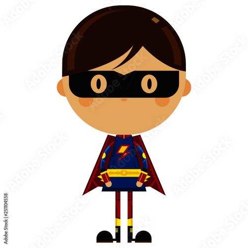 Cute Cartoon Heroic Superhero Character in Mask