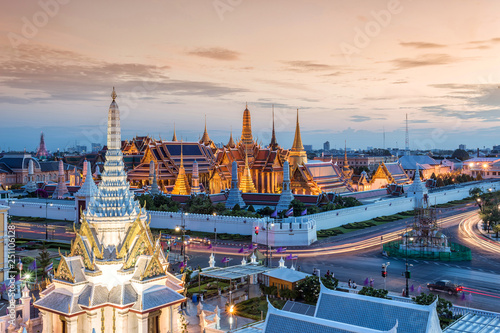 Grand palace and wat phra keaw at Bangkok,Thailand. Beautiful Landmark of Asia. Temple of the Emerald Buddha.