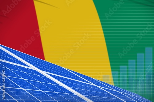 Guinea solar energy power digital graph concept - renewable natural energy industrial illustration. 3D Illustration