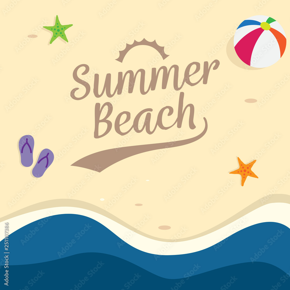 Summer beach holiday background design. top view beach vector illustration.