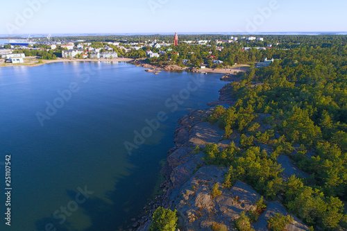 Panorama of the city of Hanko on a warm July morning (aerial photography). Finland photo