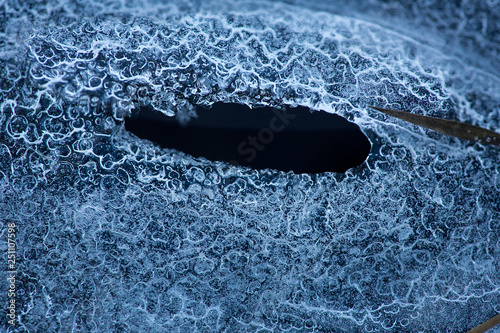 Abstract patterns and shapes in ice of the Hockanum River.