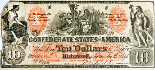  Real Confederate States of America Counterfeit Bill.