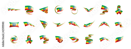 Ethiopia flag, vector illustration on a white background