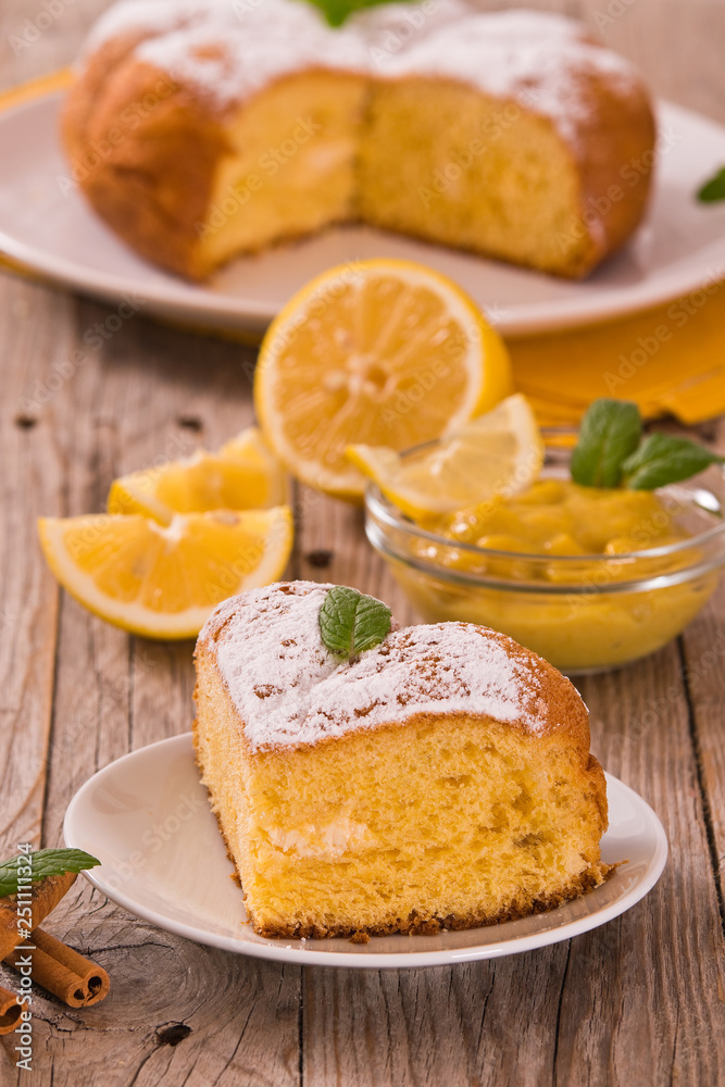Cake with lemon cream filling. Cake with lemon cream filling.