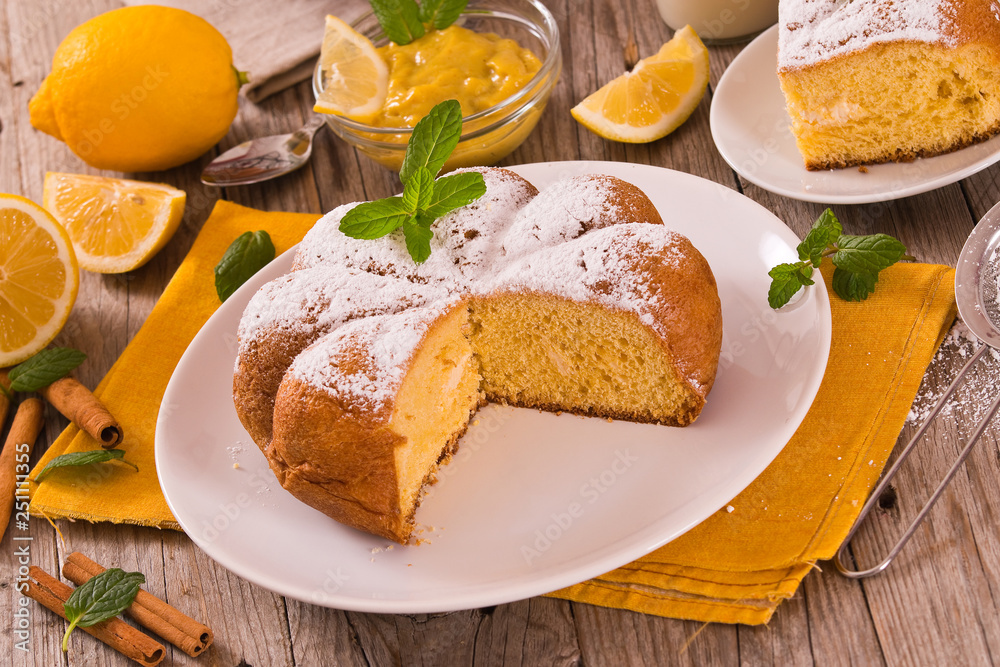 Cake with lemon cream filling. Cake with lemon cream filling.