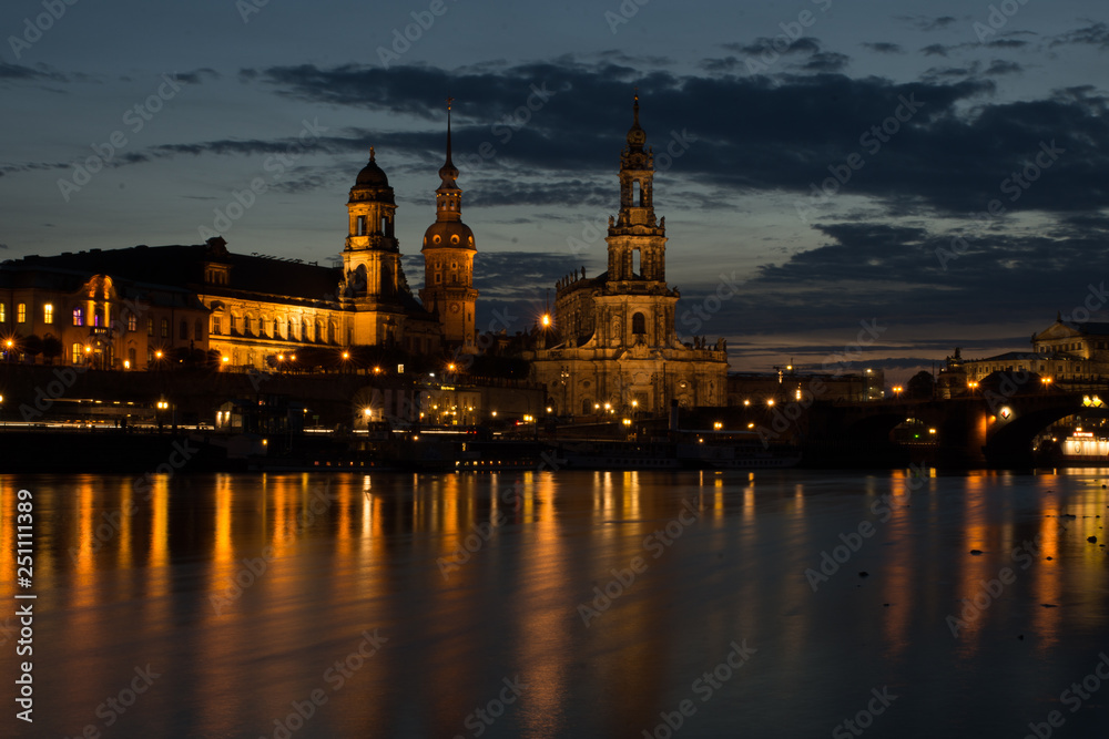 Skyline of Dresden at night