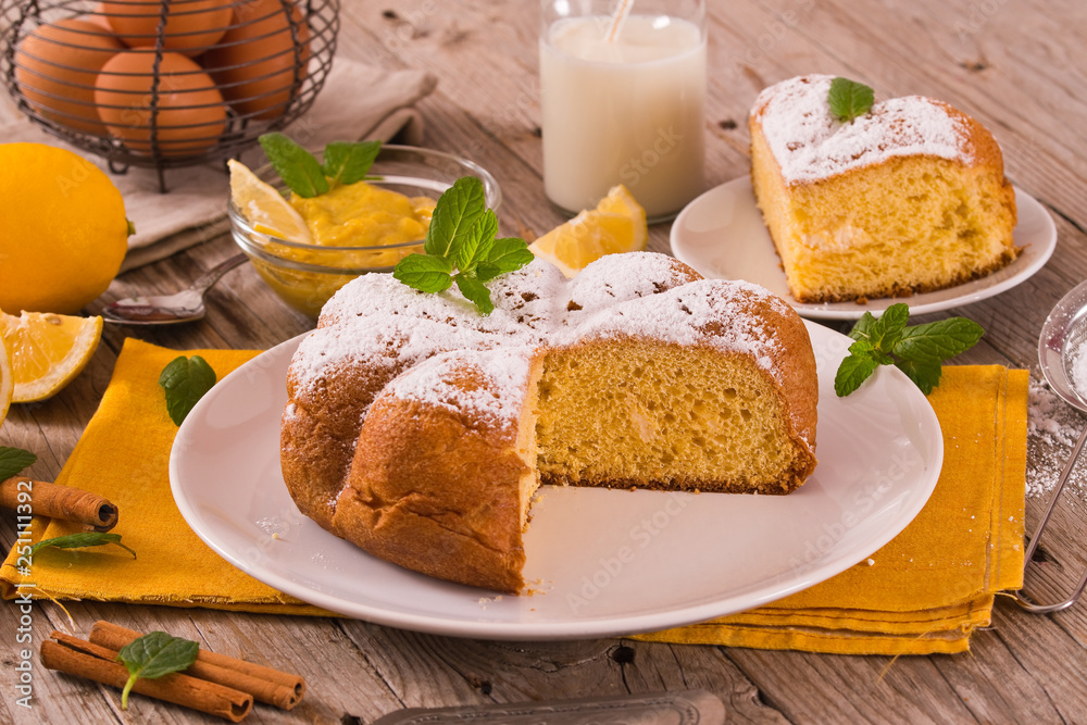 Cake with lemon cream filling. Cake with lemon cream filling.