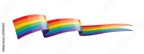 Vector a rainbow flag waving on white background