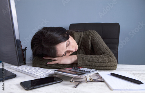 businesswoman tired office