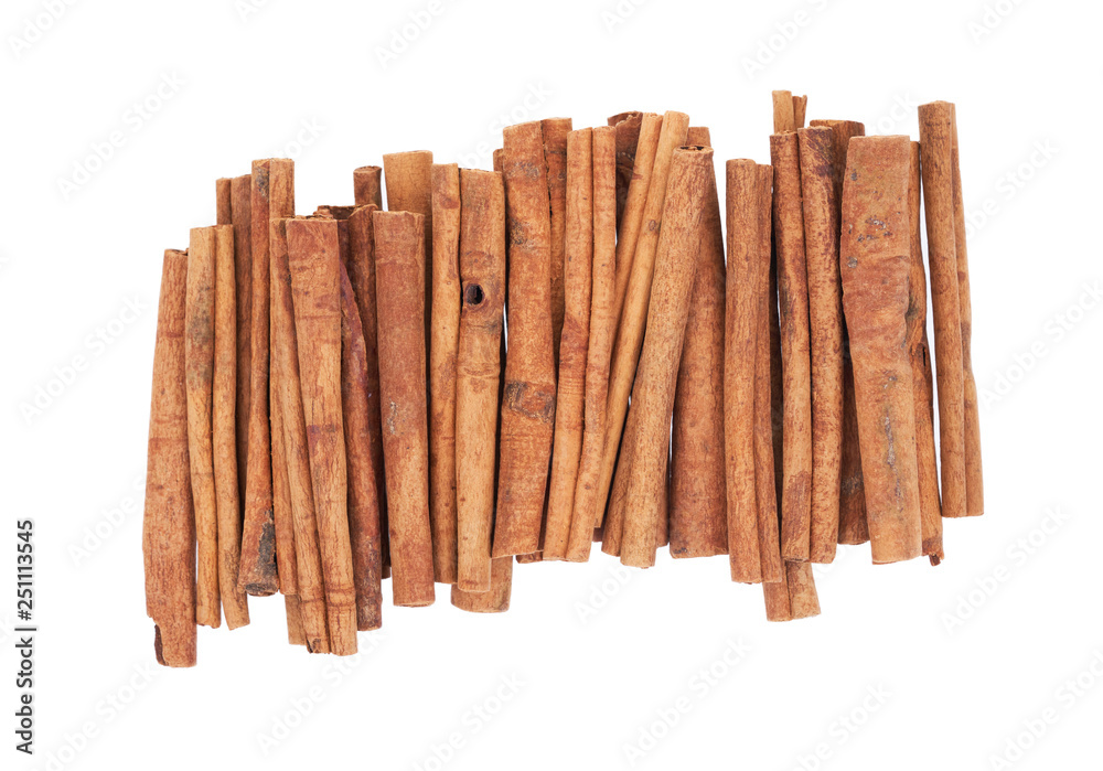 Cinnamon sticks isolated on white background. Top view. Cinnamon sticks isolated on white background. Top view.