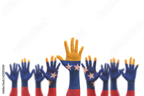 Venezuela flag on people hands for national holiday celebration  photo