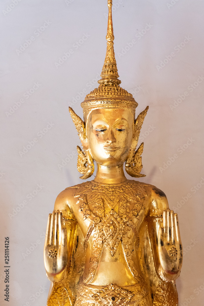 Buddha statue at temple in Bangkok Thailand.