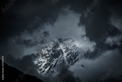 mountain in clouds