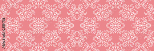 Geometric mixed shape print. White seamless pattern on pink long background