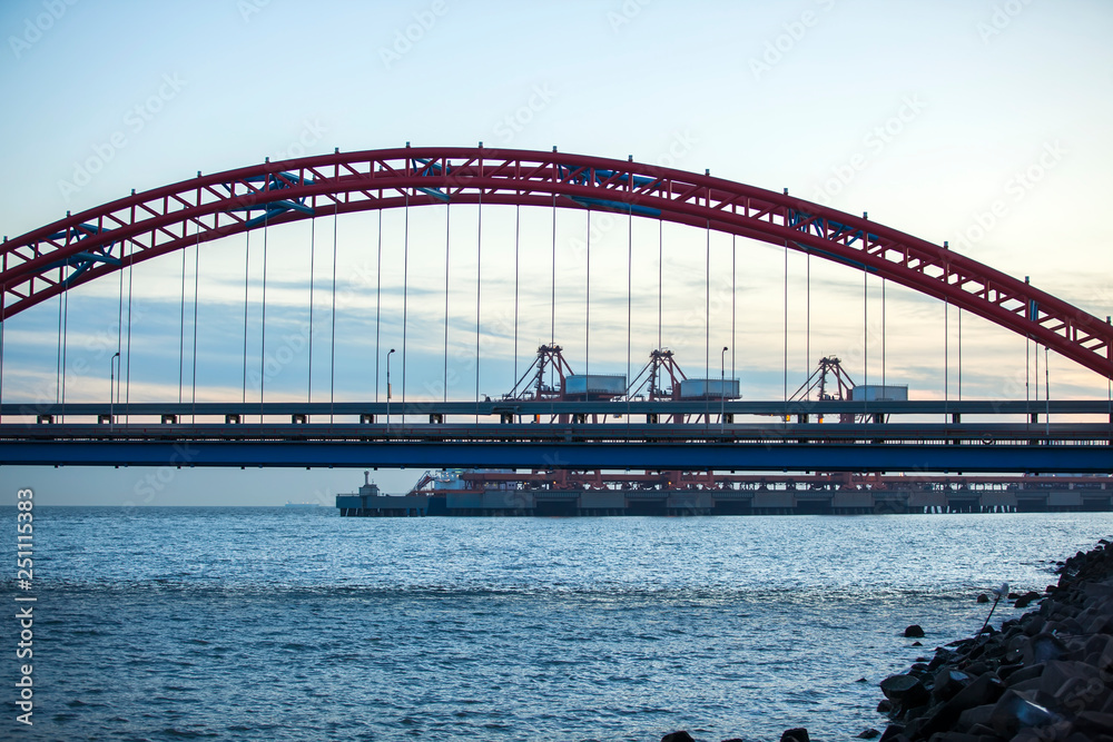 Naklejka premium cargo terminals in the evening