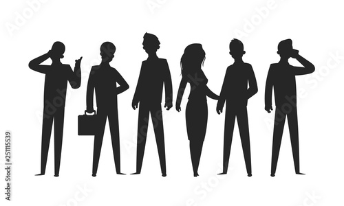 Business people silhouettes. Businesswoman professional person office team group man ad woman in suits. Vector silhouettes