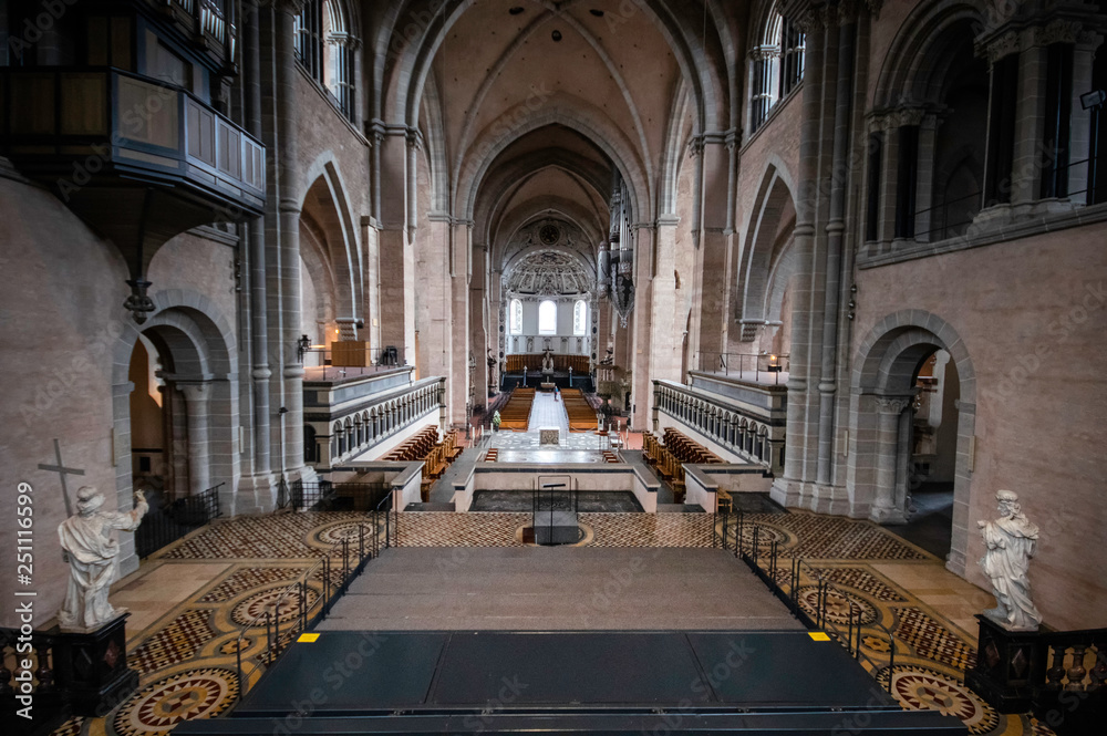 Trier / Germany - February 8 / 2019 : Interior view of Saint Peter's cathedral from the platform