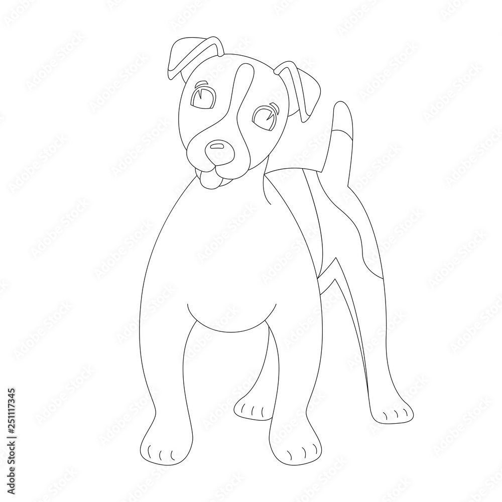 Naklejka premium Terrier Jack Russell puppy,vector illustration, lining draw