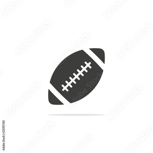 Monochrome vector illustration of a rugby ball, isolated on a white background.