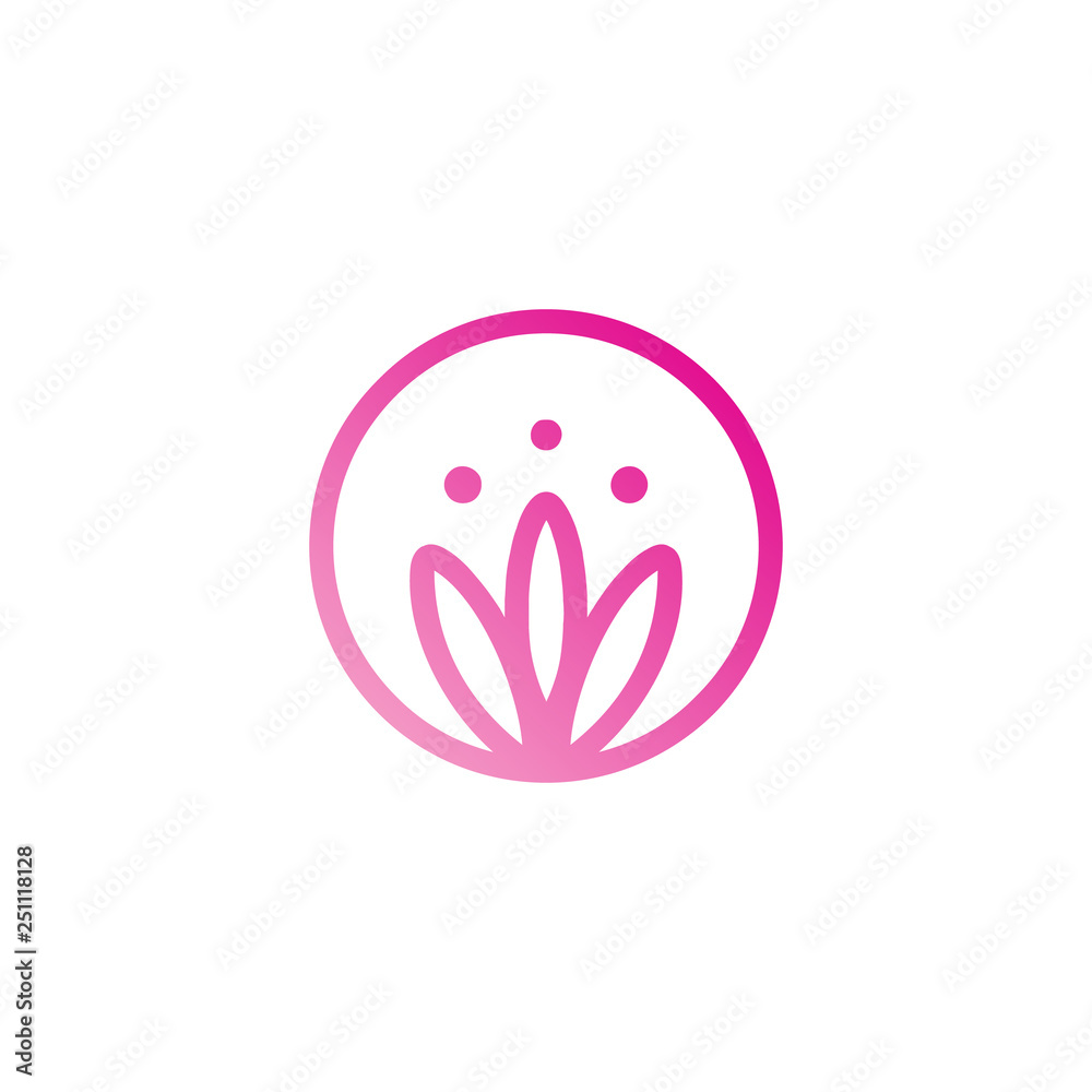 round flower line logo eco emblem template. Gradient color illustration round flower line logo eco emblem template. Gradient color illustration