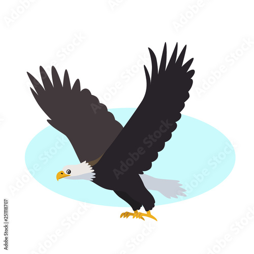 Bald eagle icon isolated on white background, predatory bird