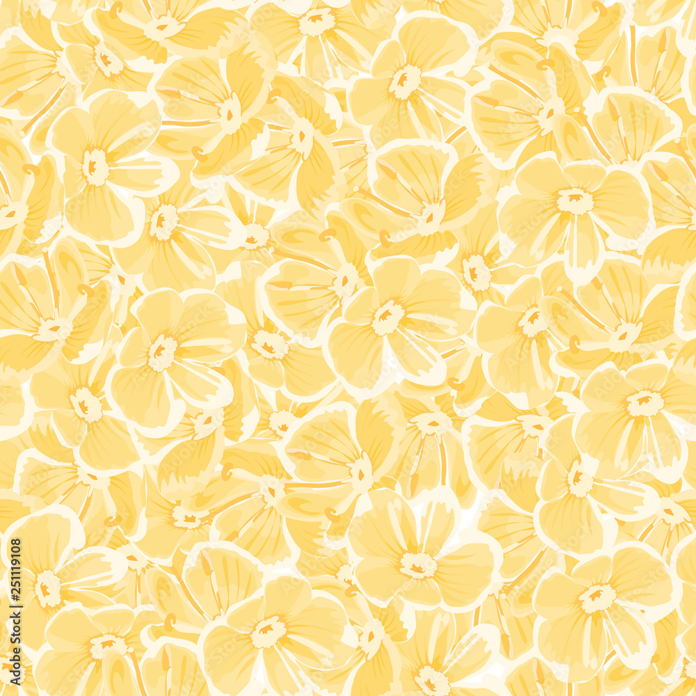spring background with yellow flowers. vector seamless pattern. floral  repetitive background. textile paint. fabric swatch. wrapping paper. modern  stylish texture Stock Vector | Adobe Stock