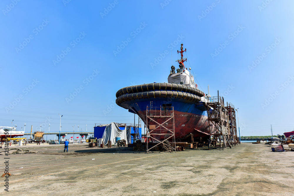 Fototapeta premium Ships for maintenance at shipyards