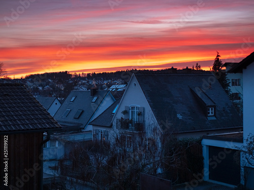 Bavarian City view at the Evening with clear sky