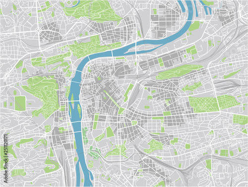 Vector city map of Prague with well organized separated layers.