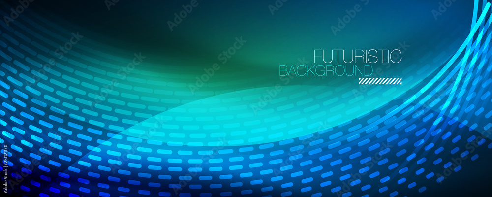 Glowing light particles in dark neon space, magic glow shiny abstract background Glowing light particles in dark neon space, magic glow shiny abstract background