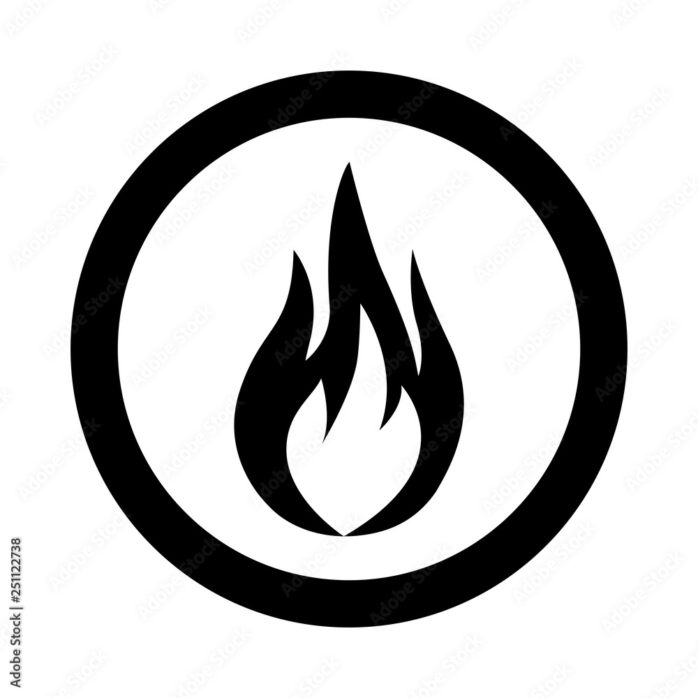 Fire in round icon. Black icon Fire in round icon. Black icon