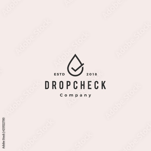 drop check logo hipster retro vintage vector icon illustration