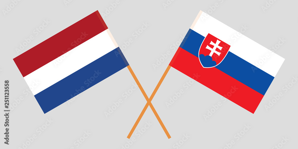 Slovakia and Netherlands. The Slovakian and Netherlandish flags. Official colors. Correct proportion. Vector