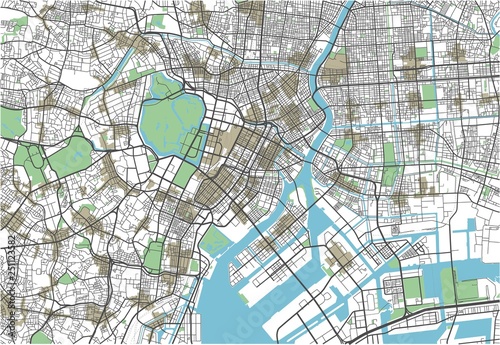 Colorful Tokyo vector city map