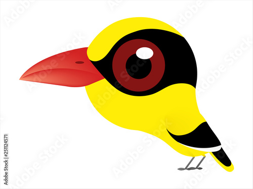 Bird cartoon, Big eyes cute bird, Black-naped Oriole. Stock Vector | Adobe  Stock