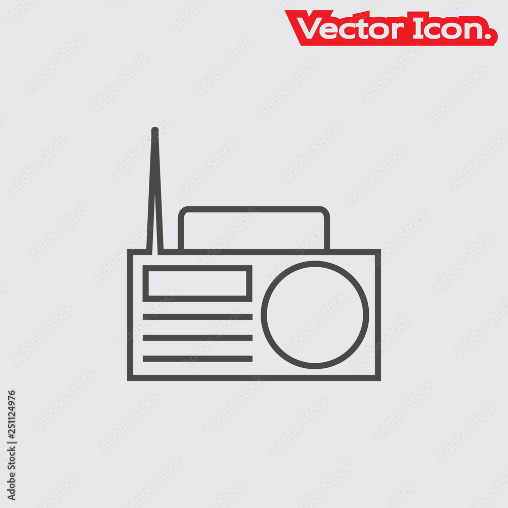 radio icon isolated sign symbol and flat style for app, web and digital design. Vector illustration. radio icon isolated sign symbol and flat style for app, web and digital design. Vector illustration.