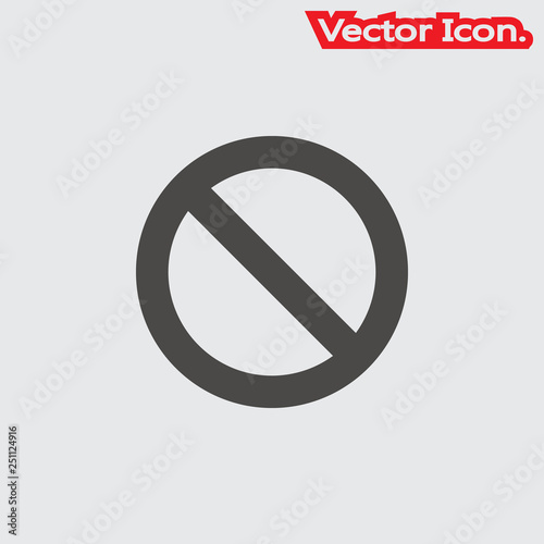 Prohibition icon isolated sign symbol and flat style for app, web and digital design. Vector illustration.